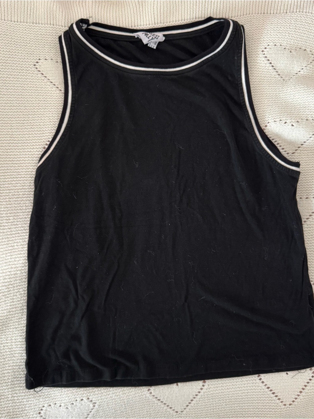Princess Polly Black Tank with White Stripe Trim
